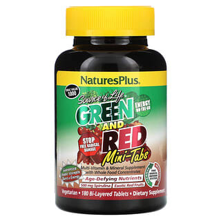 NaturesPlus, Source of Life, Green and Red Mini-Tabs, 180 Bi-Layered Tablets