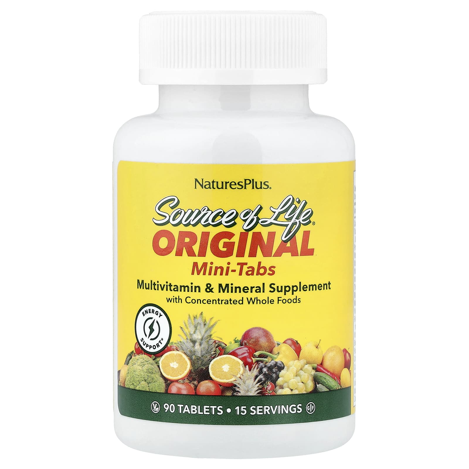 NaturesPlus Source of Life, Original Mini-Tabs, Multivitamin & Mineral Supplement – 90 comprimés de NaturesPlus