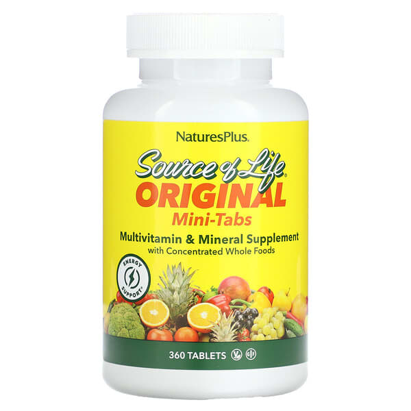 NaturesPlus Source of Life, Original Mini-Tabs, Multivitamin & Mineral Supplement, 360 Tablets