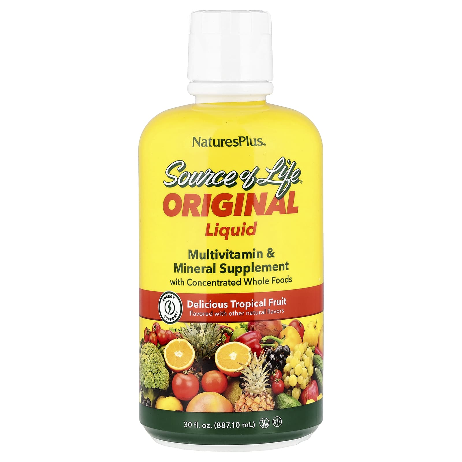 NaturesPlus Source of Life, Liquid Multivitamin & Mineral Supplement – Tropical Fruit – 887,1 ml de NaturesPlus