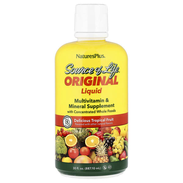 NaturesPlus, Source of Life, Liquid Multivitamin & Mineral Supplement, Tropical Fruit, 30 fl oz (887.10 ml) — product photo 1