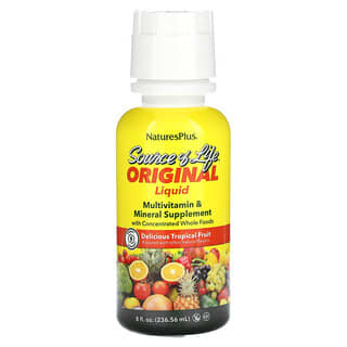 NaturesPlus, Source of Life, Original Liquid Multivitamin & Mineral Supplement, Delicious Tropical Fruit, 8 fl oz (236.56 ml)