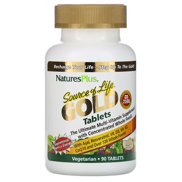 Nature's Plus, ソースオブライフゴールド、アルティメイトマルチ-ビタミン サプリメント、90 錠