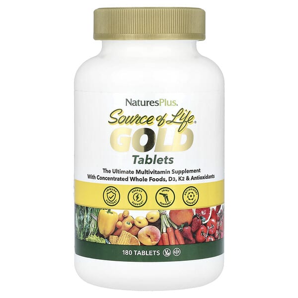 NaturesPlus Source of Life®, Gold, The Ultimate Multivitamin Supplement, 180 Tablets