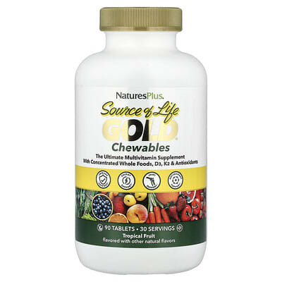 NaturesPlus, Source of Life, Gold Chewables, Delicious Tropical Fruit Flavour, 90 Tablets