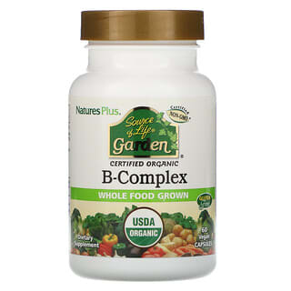 NaturesPlus, Source of Life Garden, Certified Organic B-Complex, 60 Vegan Capsules