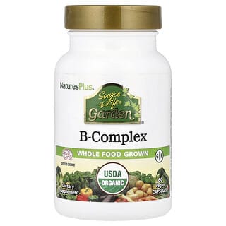 NaturesPlus, Source of Life Garden, сертифицированный органический комплекс витаминов группы B, 60 растительных капсул