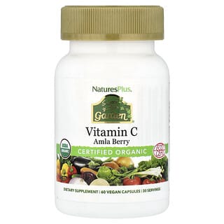 NaturesPlus, Source of Life Garden®, Vitamina C, Baya de grosellero de la India, 60 cápsulas veganas