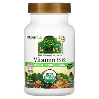 NaturesPlus, Source of Life Garden, Vitamine B12 certifiée biologique, 60 capsules vegan