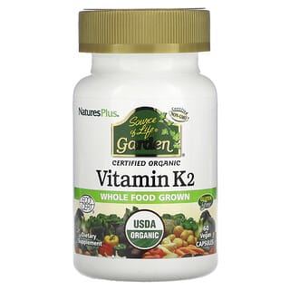 NaturesPlus, Source of Life, Garden, Vitamin K2 (витамин К2), 60 растительных капсул