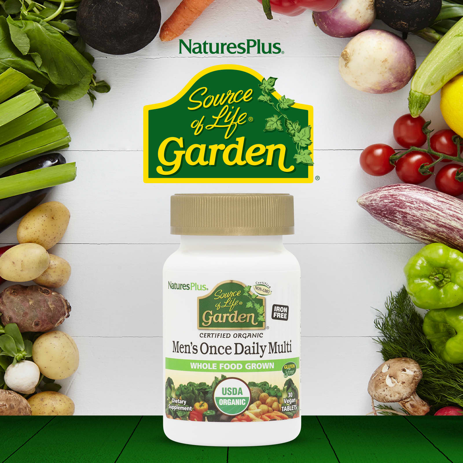 NaturesPlus, Source Of Life Garden, Men's Once Daily Multi, 30 Vegan ...