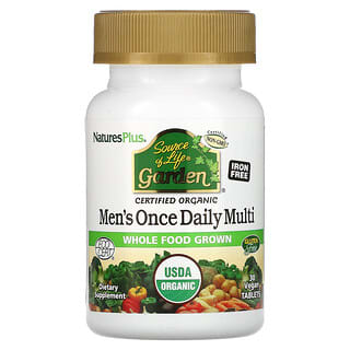 NaturesPlus, Source of Life Garden, Men's Once Daily Multi, tägliches Multivitamin zur täglichen Einnahme für Männer, 30 vegane Tabletten