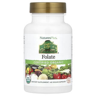 NaturesPlus, Source of Life®, Jardim, Folato, 60 Cápsulas Veganas