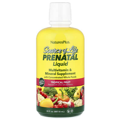 NaturesPlus, Source of Life®, Liquid Prenatal Support, Tropical Fruit Flavor, 30 fl oz (887.10 ml)