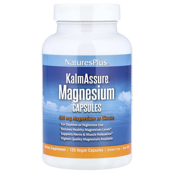 NaturesPlus, KalmAssure®, Magnezyum, 120 Vegan Kapsül (Kapsül başına 105 mg)