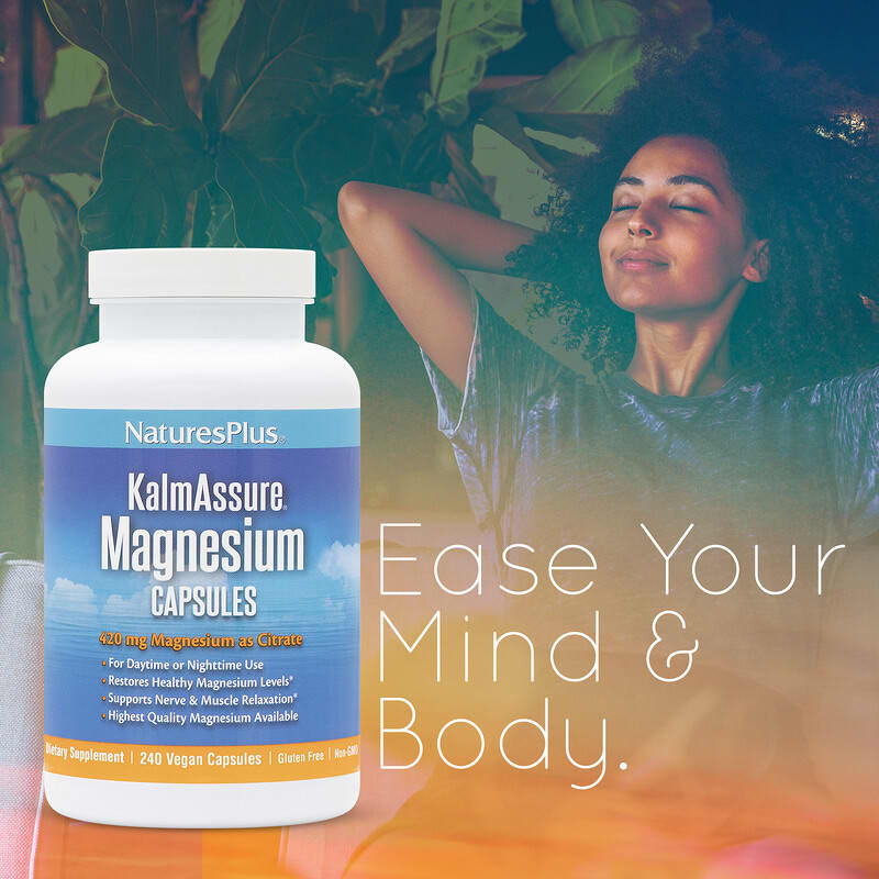 NaturesPlus, KalmAssure, Magnesium-Kapseln, 105 mg, 240 vegane Kapseln
