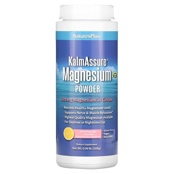 NaturesPlus, Kalmassure 鎂粉，粉色提神檸檬水，400 毫克，0.90 磅（408克）