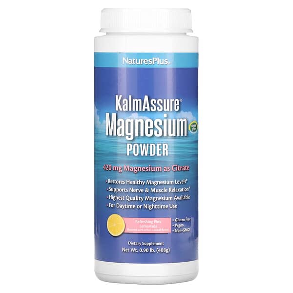 NaturesPlus, Kalmassure Magnesium Powder, Refreshing Pink Lemonade, 420