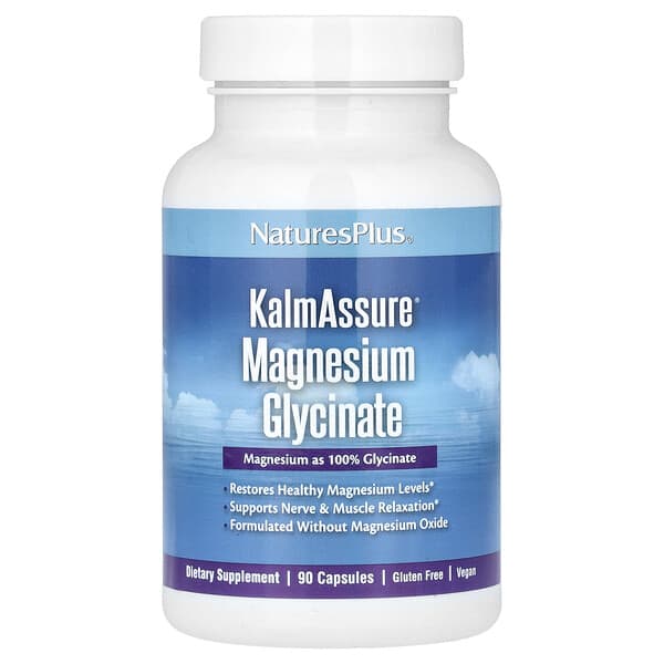 NaturesPlus KalmAssure, Magnesium Glycinate, 90 Capsules (70 mg per Capsule)