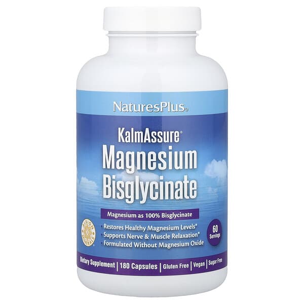 NaturesPlus KalmAssure® Magnesium Bisglycinate, 180 Capsules (70 mg per Capsule)