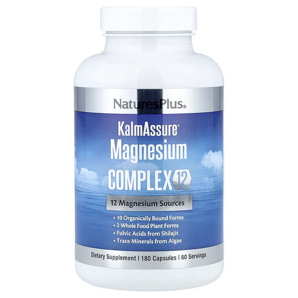 NaturesPlus, KalmAssure®, Kompleks Magnesium 12, 180 Kapsul