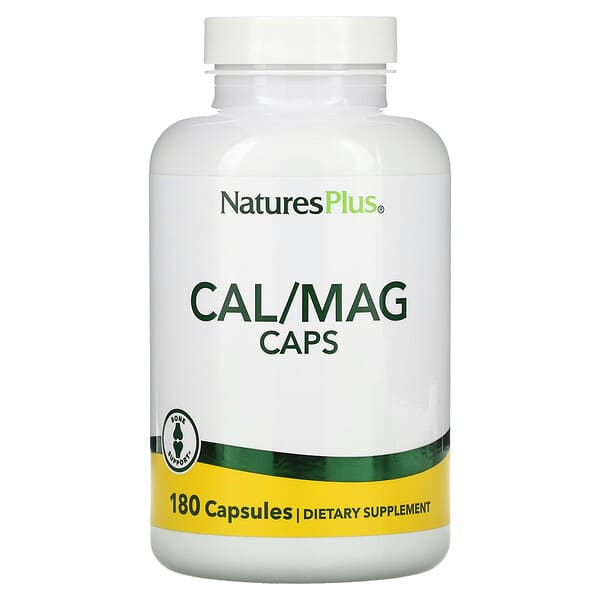 NaturesPlus, Cal/Mag Caps, Calcium und Magnesium, 180 Kapseln