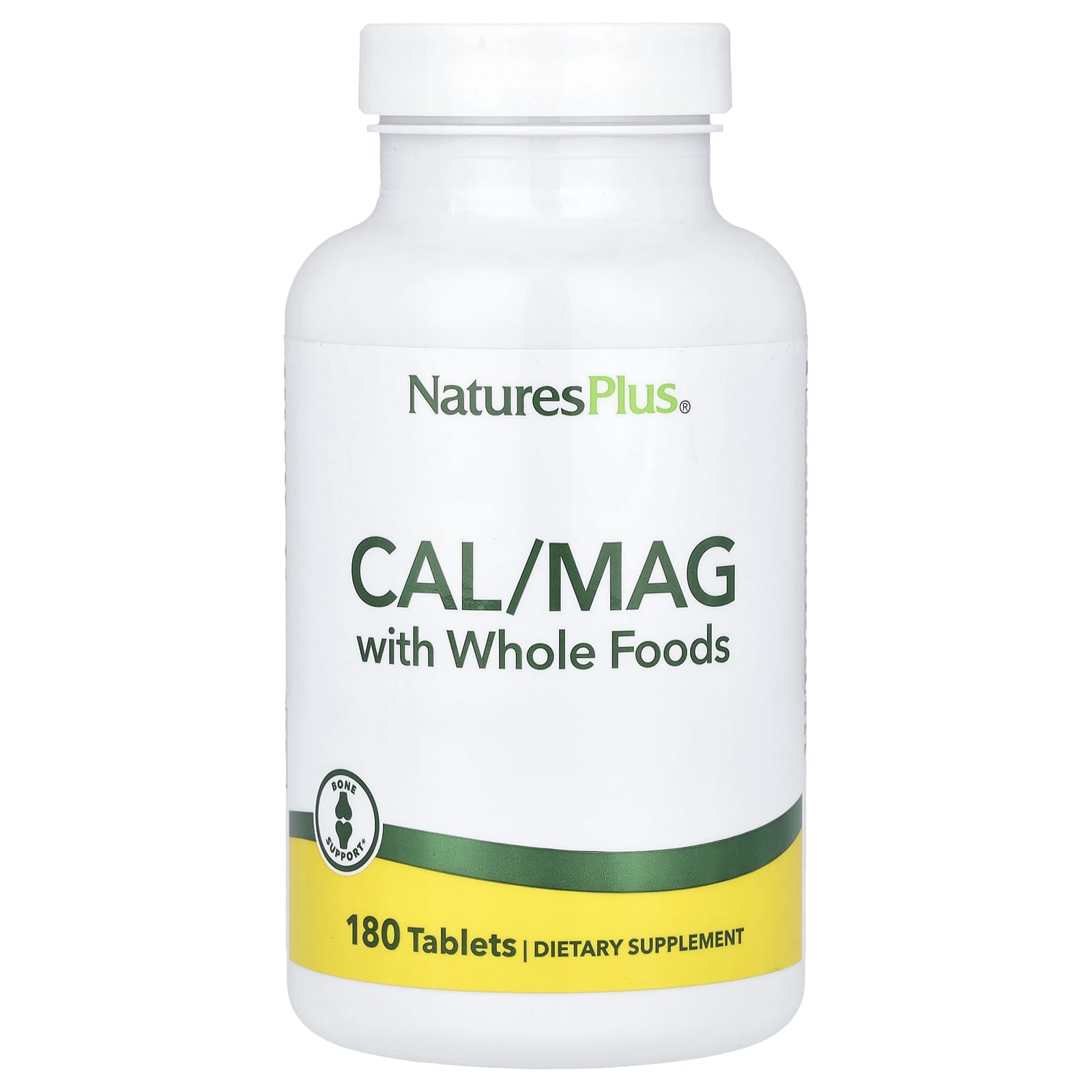 NaturesPlus, кальций и магний с цельнопищевыми ингредиентами, 180 таблеток