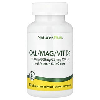NaturesPlus, 비타민K2 함유 칼슘/마그네슘/비타민D3, 90정