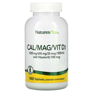 NaturesPlus, Cal/Mag/Vit D3 with Vitamin K2, 180 Tablets