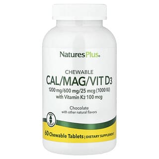 NaturesPlus, Chewable Cal/Mag/Vit D3, Chocolate, 60 Chewable Tablets