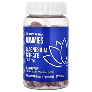 NaturesPlus, Magnesium Citrate Gummies, Raspberry, 75 Gummies (35 mg per Gummy)