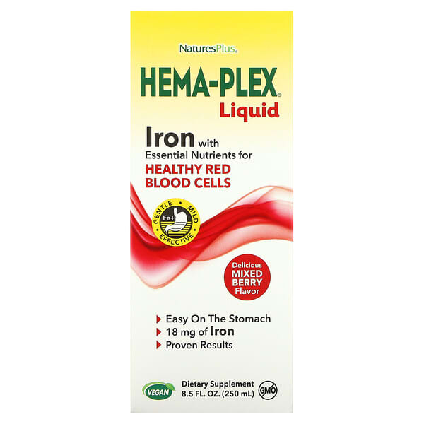 NaturesPlus‏, Hema-Plex נוזלי, תערובת פירות יער, 250 מ"ל