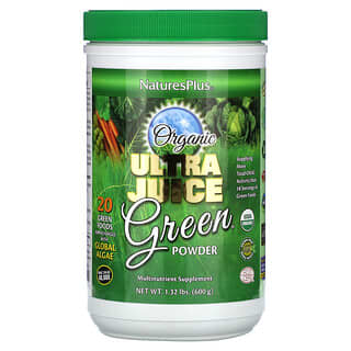 NaturesPlus‏, אבקת מיץ ירוק אורגנית במיוחד, 600 גרם (1.32 ליברות)