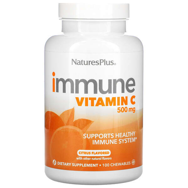 NaturesPlus‏, Immune Vitamin C, Citrus Flavored, 500 mg, 100 Chewables
