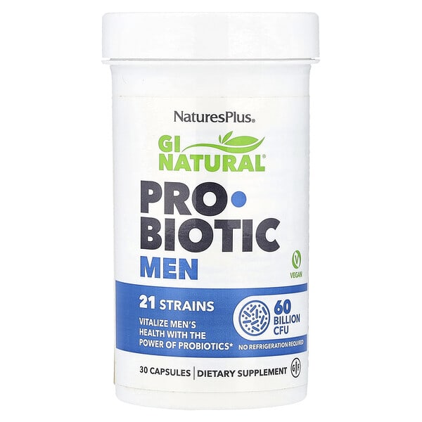 NaturesPlus, GI Natural®, Erkekler İçin Probiyotik, 30 Kapsül