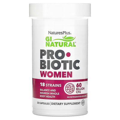 NaturesPlus, Natural Gastrointestinal Probiotic Capsules for Women, 60 Billion CFU, 30 Capsules