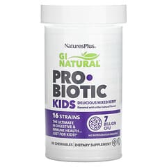 NaturesPlus, GI Natural Probiotik Anak, Rasa Beri Campur yang Lezat, 7 Miliar CFU, 30 Suplemen Bentuk Kunyah