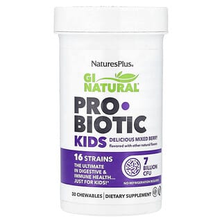 NaturesPlus, GI Natural®, Probiotické deti, zmes lesných plodov, 30 žuvacích tabliet