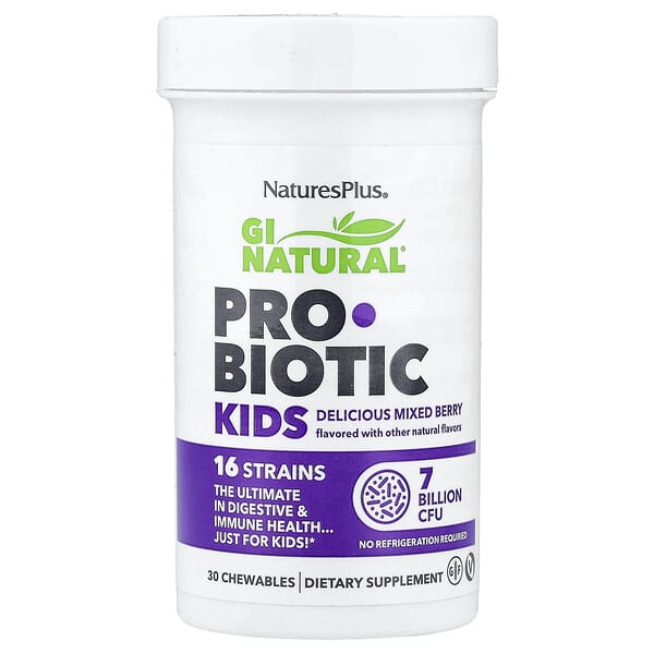 NaturesPlus GI Natural®, Probiotic Kids, Mixed Berry, 30 Chewables