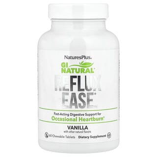 NaturesPlus, Gi Natural, Reflukslindring, Vanilje, 60 Tyggetabletter