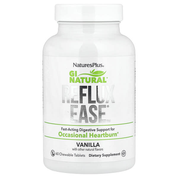 NaturesPlus, Gi Natural®, Reflux Ease, Vanilla, 60 Chewable Tablets