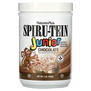NaturesPlus, Spiru-Tein Junior, Mélange nutritif épais pour boisson fouettée, Chocolat, 450 g