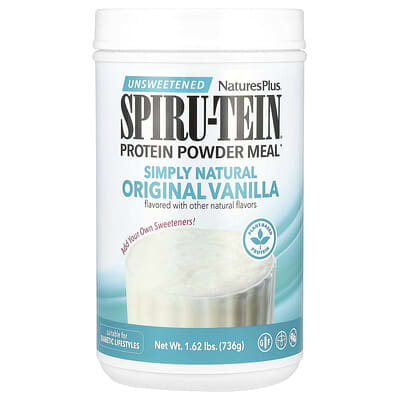 NaturesPlus, Spiru-Tein®, Protein Powder Meal Replacement, Sugar-Free, Vanilla Flavor, 1.62 lbs (736 g)