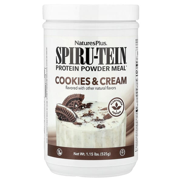 NaturesPlus Spiru-Tein®, Protein Powder Meal, Cookies & Cream, 1.15 lbs (525 g)
