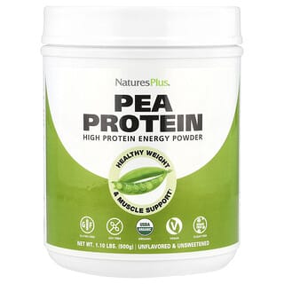 NaturesPlus, Organic Pea Protein Powder, Bio-Erbsenproteinpulver, geschmacksneutral, 500 g (1,10 lbs.)