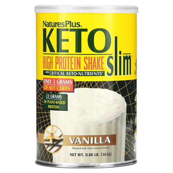 ناتشرز بلاس‏, Keto Slim، مخفوق البروتين عالي الجودة، بالفانيليا، 0.80 رطل (363 جم)