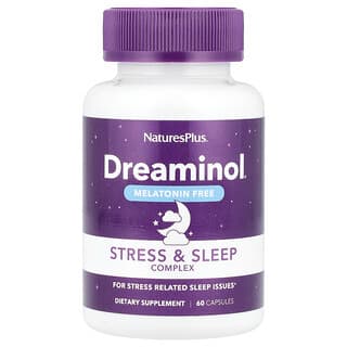 NaturesPlus, Dreaminol®, Complejo para el estrés y el sueño, Sin melatonina, 60 cápsulas