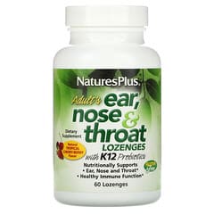 NaturesPlus, Pastillas para los oídos, la nariz y la garganta para adultos, Baya de cereza tropical natural, 60 pastillas