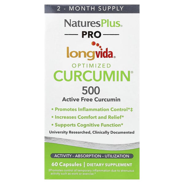 NaturesPlus, Pro Longvida® Optimized Curcumin®, 500 mg, 60 Capsules