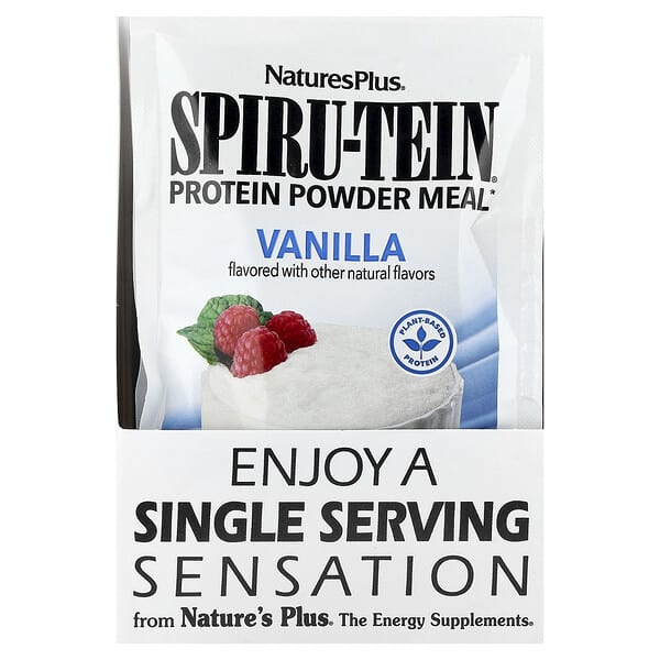 NaturesPlus Spiru-Tein®, Protein Powder Meal, Vanilla, 8 Packets, 1.06 oz (30 g) Each